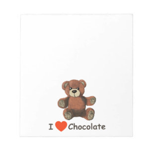 Bloc De Notas Corazón Cute I (amor) Oso de peluche de chocolate