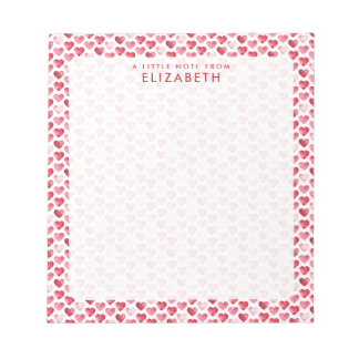 Bloc De Notas Corazón de acuarela rojo y rosa