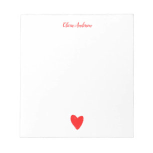 Bloc De Notas Corazón de amor rojo personalizado