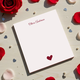 Bloc De Notas Corazón de Borgoña Día de San Valentín Nombre Pers