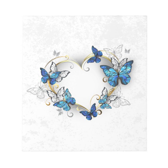 Bloc De Notas Corazón de joyas con mariposas Morfo (Frente)