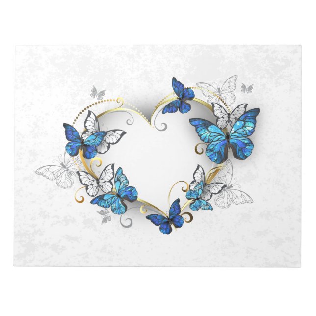 Bloc De Notas Corazón de joyas con mariposas Morfo (Frente)