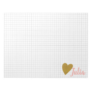 Bloc De Notas Corazón de oro de papel de papel de cuadrícula per