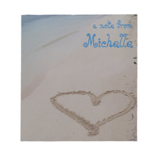 Bloc De Notas Corazón en la playa de la arena personalizada