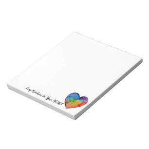 Bloc De Notas Corazón lindo del arco iris de la acuarela