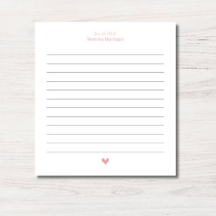 Bloc De Notas Corazón Minimalista Rosa Rubor Personalizado Rengl