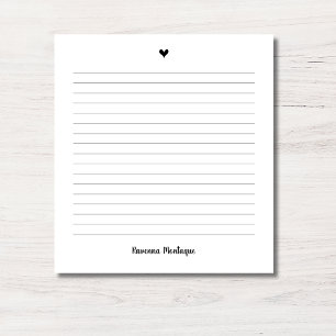 Bloc De Notas Corazón Pequeño Negro Nombre Manuscrito Renglones