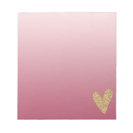 Bloc De Notas Corazón Purpurina Ombre Rosa