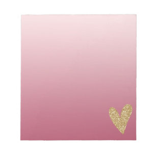 Bloc De Notas Corazón Purpurina Ombre Rosa