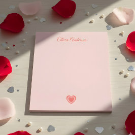 Bloc De Notas Corazón Retro Rosa Melocotón Día de San Valentín N