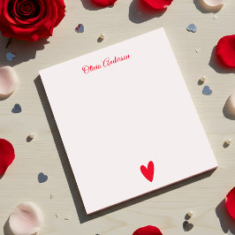 Bloc De Notas Corazón Rojo Cereza Día de San Valentín Personaliz