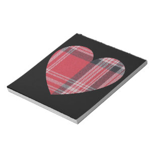 Bloc De Notas Corazón rojo de la tela escocesa
