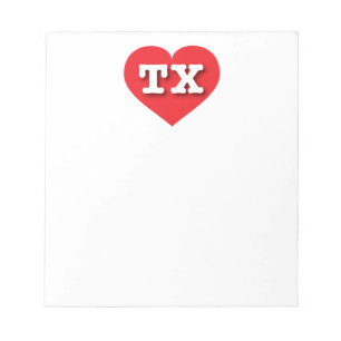 Bloc De Notas Corazón Rojo de Texas - Amo Texas