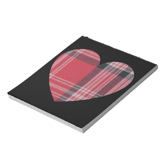 Bloc De Notas Corazón rojo plaid (Lado Izquierdo)