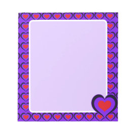 Bloc De Notas Corazón Rojo y Corazones Morados