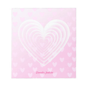 Bloc De Notas Corazón rosa bonito con fondo rosado
