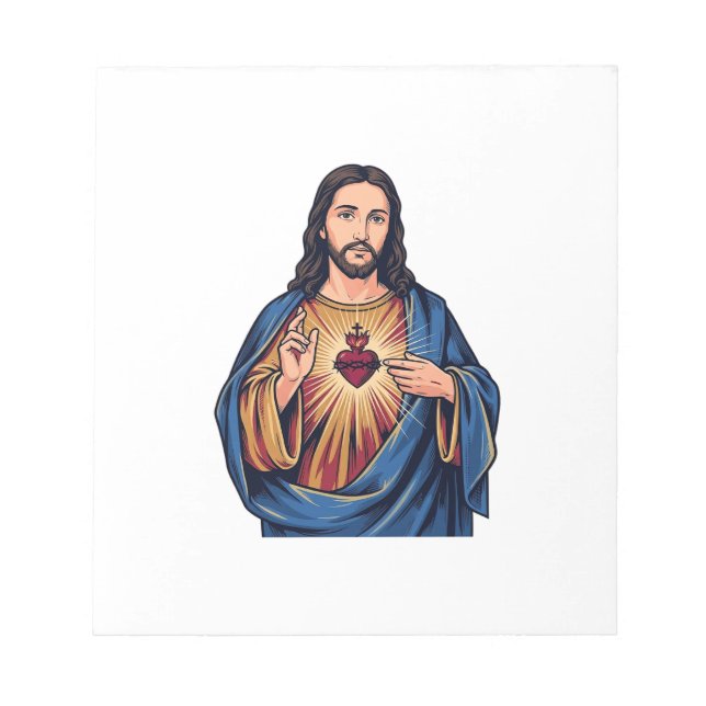Bloc De Notas Corazón Sagrado Grabado Antiguo Vector Religioso D (Frente)