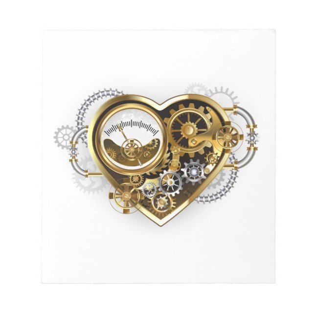 Bloc De Notas Corazón Steampunk con un Manómetro (Frente)