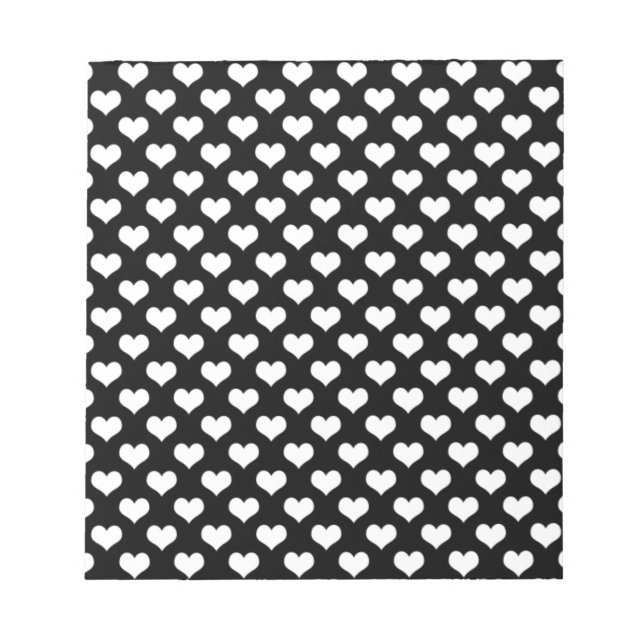 Bloc De Notas Corazones De Amor Negro Y Blanco (Frente)