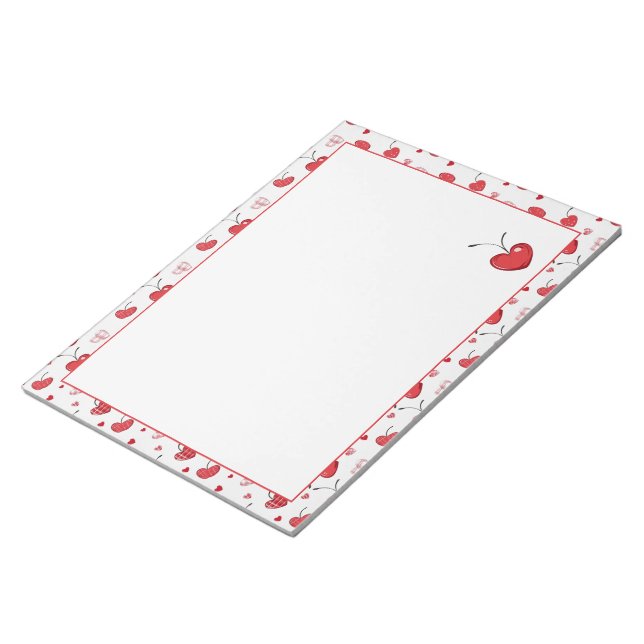 Bloc De Notas Corazones de cereza lindos Boho escandinavo San Va (Lado Derecho)