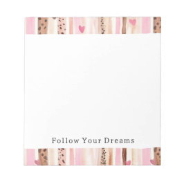 Bloc De Notas Corazones de impresión de leopardo marrón rosado G