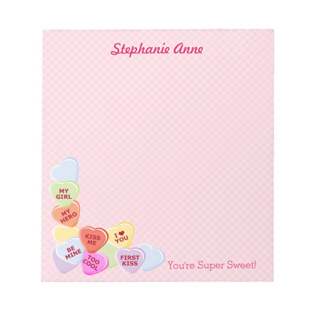 Bloc De Notas Corazones dulces Valentines Candy (Frente)
