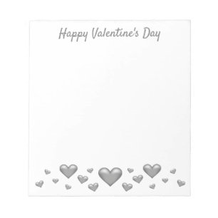 Bloc De Notas Corazones El día de San Valentín grises y texto Pe