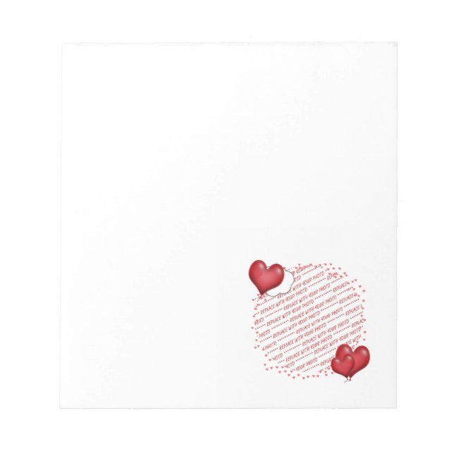 Bloc De Notas Corazones globos con marco fotográfico de corazone (Frente)