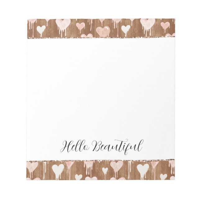 Bloc De Notas Corazones Marrones de Chocolate Rosa Crema   (Frente)