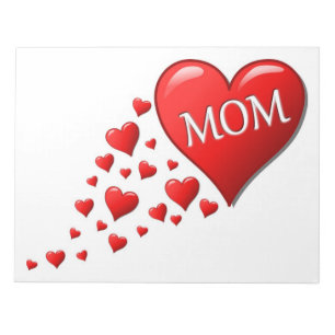 BLOC DE NOTAS CORAZONES ROJOS PARA MAMÁ