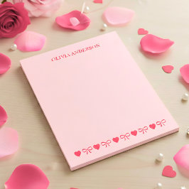 Bloc De Notas Corazones rosados y lazos Día de San Valentín Pers