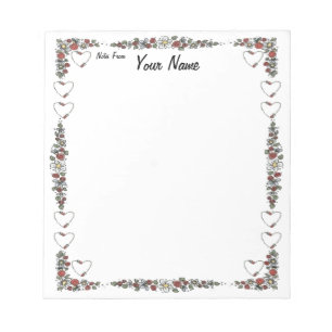 Bloc De Notas Corazones y flores