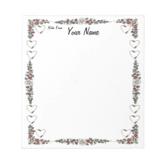 Bloc De Notas Corazones y flores