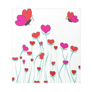 Bloc De Notas Corazones y mariposas Valentine Love