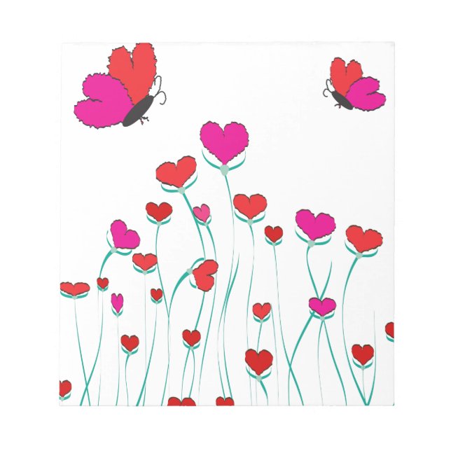 Bloc De Notas Corazones y mariposas Valentine Love (Frente)