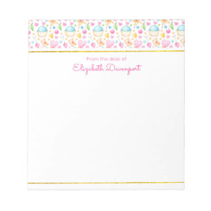 Bloc De Notas Corazones y muffins Delightful Watercolor Pattern