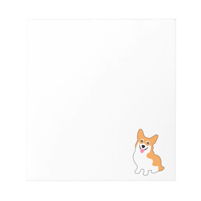 Bloc De Notas Corgi Puppy lindo y sonriente (Frente)