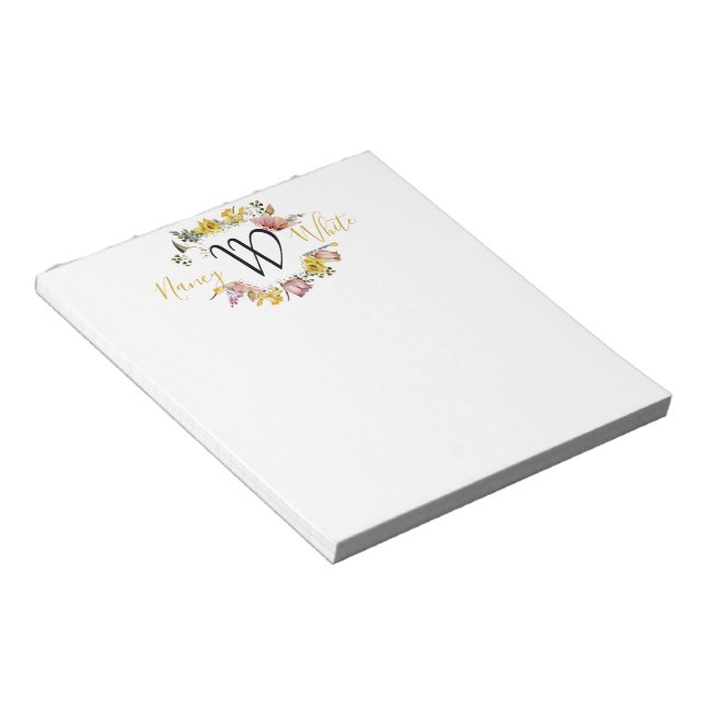 Bloc De Notas Corona floral personalizada (Lado Derecho)