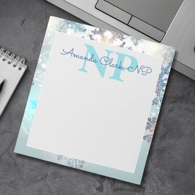 Bloc De Notas Corte Ice Blue Snowflake Nombre Personalizado Enfe (Subido por el creador)