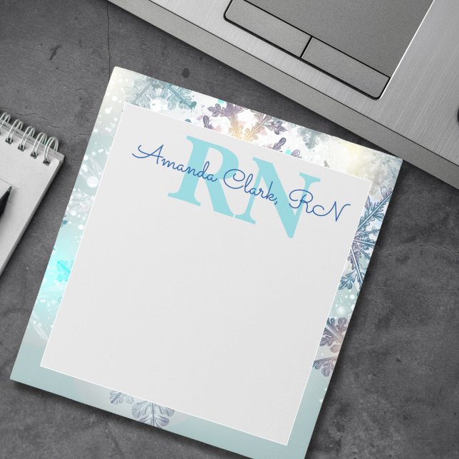 Bloc De Notas Corte Ice Blue Snowflake Nombre Personalizado RN E (Subido por el creador)