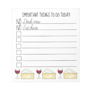 Bloc De Notas Cosas Importantes Para Tomar Vino Comer La Lista D