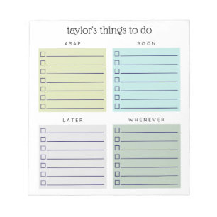 Bloc De Notas Cosas organizadas para hacer Blue Olive Gray