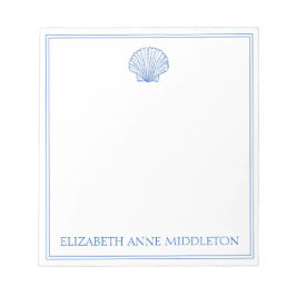 Bloc De Notas Costero Preppy Blue y White Shell personalizado