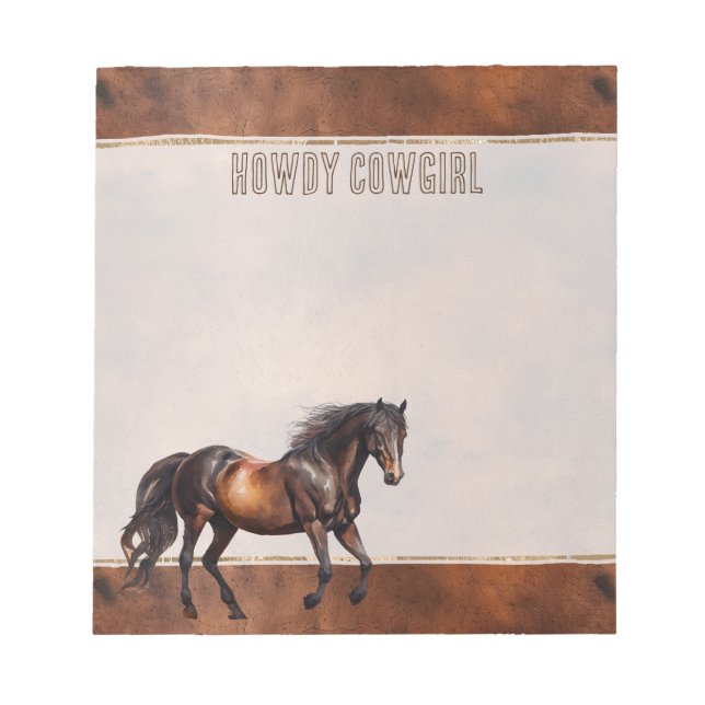 Bloc De Notas Cowboy Cowboy Cowgirl de occidente Brown (Frente)
