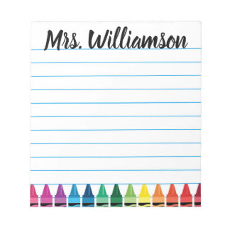 Bloc De Notas Crayon Notepad, Teacher Notepad, Nombre Personaliz