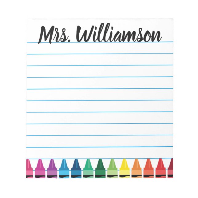 Bloc De Notas Crayon Notepad, Teacher Notepad, Nombre Personaliz (Frente)