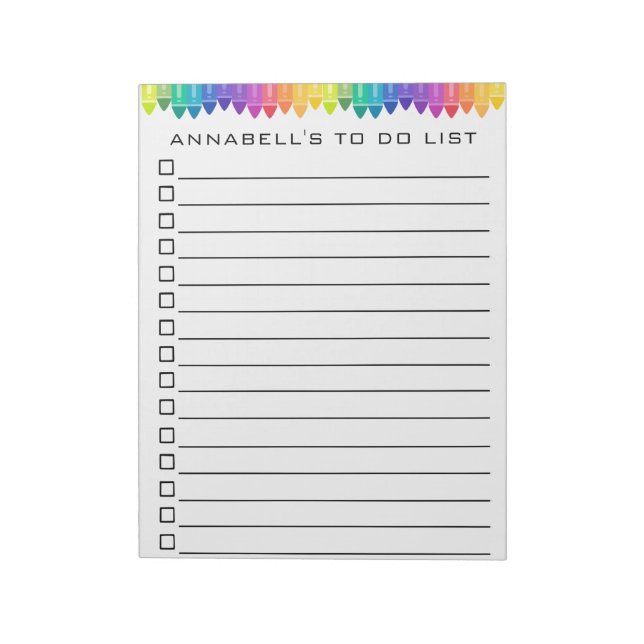Bloc De Notas Crayon To Do List Personalize (Lado Izquierdo)