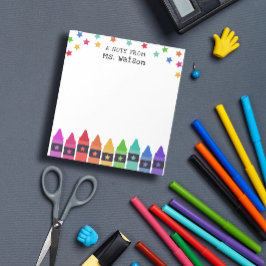 Bloc De Notas Crayones y estrellas Nota colorida de la maestra d
