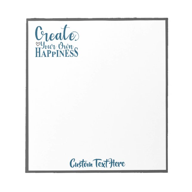 Bloc De Notas Crea tu propia cita de felicidad Blue Gray Trendy (Frente)