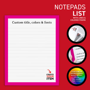 Bloc De Notas CREA-TU-PROPIO Sube tu diseño personalizado rayado